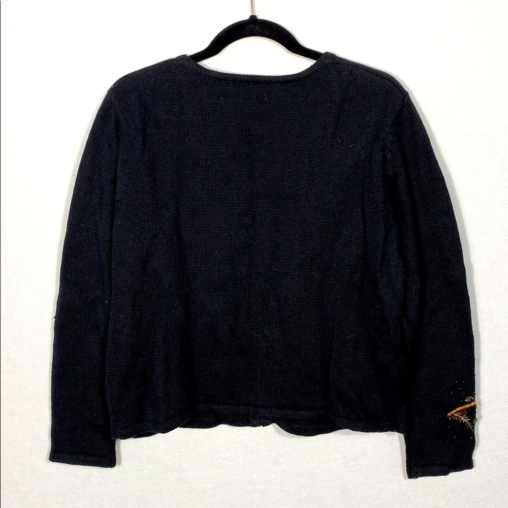 Heirloom Collectibles Women's Black Zip Front Sweater Embellished Cardinals PXL - Picture 6 of 9